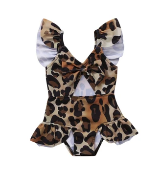 0-4Y Vara Fete Copii Baieti-O singură Bucată de Costume de baie Floral Leopard Print Sarpe Bowknot Beachwear