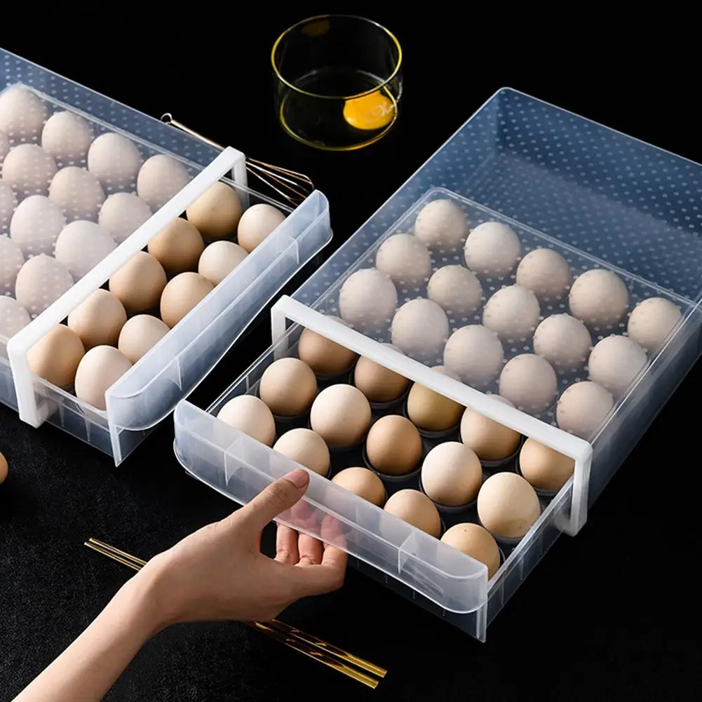 Unconscious Loosen assign La reducere! 30 de grila de plastic de ou cutie alimente recipient ouă  frigider organizator cu capac si sertar de bucatarie acasă transparent caz  ou cutie > Casa de depozitare & organizare 