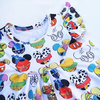 2018 Fierbinte De Vânzare Rochii Fete Pentru Copii Haine De Vară Drăguț Desen Animat Mickey Cap Tipărite Milksilk Flutter Sleeve Copii Sugari Dres
