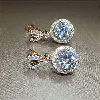 2020 Nou Drăguț S925 Argint Aur Cercei rotunzi Cu Bling Diamond pentru Femei Moda Bijuterii coreea Cercei