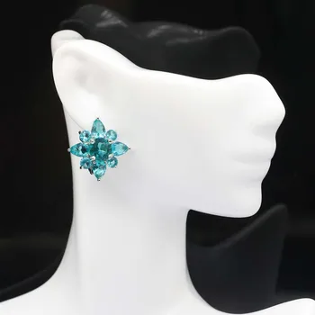 23x23mm Fierbinte Vinde Creat Bogat Albastru Acvamarin Cadouri Pentru Femei Bijuterii de Nunta de Argint Cercei