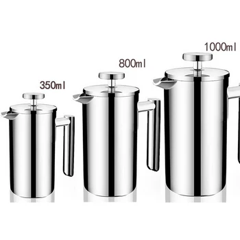 350/800/1000ML Cafea, Vase cu Strat Dublu de Otel Inoxidabil filtru de Cafea Și ceainic Presa franceză Conservarea Căldură Cana