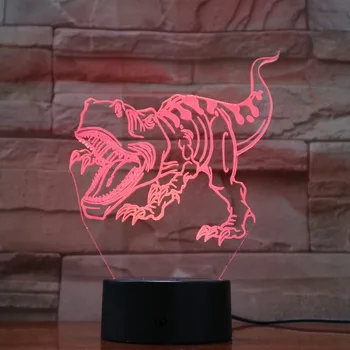 3d Lampa Minunat Lumea Jurassic Tyrannosaurus Rex Decor 7 Culori cu Telecomanda Alimentat de la Baterie Camera de zi Led Noapte Lumina Lămpii