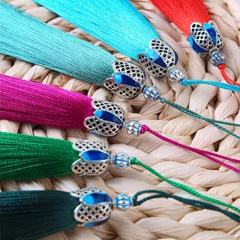 5pcs/lot Colorate 9cm Ciucure de Mătase Perie Cabluri cu Capace Metalice pentru Cercei Farmece Tassel Pandantiv se Potrivesc Bijuterii DIY Materiale