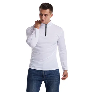 AKSR Primăvara și Toamna Sport Respirabil cu Uscare Rapidă pentru Bărbați T-Shirt Mare Stand Guler cu Fermoar cu Maneca Lunga T-shirt pentru Bărbați