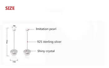 Argint 925 moda pearl cristal cercei lungi doamnelor'stud cercei bijuterii cadou de Ziua Îndrăgostiților ieftine