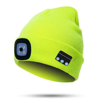 Bluetooth Beanie Hat cu LED-uri Faruri Aprinse Beanie Cap Reincarcabila cu Bluetooth fără Fir Cald Iarna Tricot Pălărie LXH