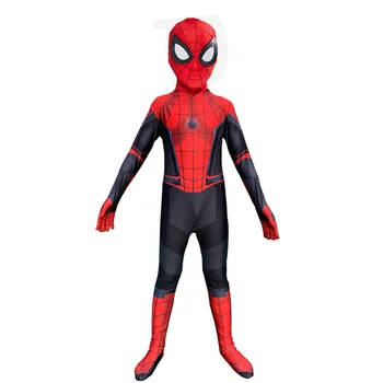 Băieții Spider Departe De Casă Om Costum Copii Spider Cosplay Strâns Salopeta cu Lentile Masca de Imprimare 3D Spandex Costum de super-Erou
