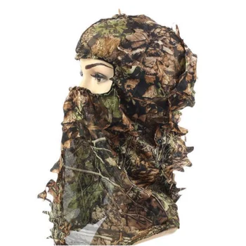Camuflaj de Artar cu Frunze 3D Masca Costum de Lunetist Tactic CamouflageHood de Vânătoare, de Pescuit, articole de acoperit capul Camo Pălărie Și mănuși