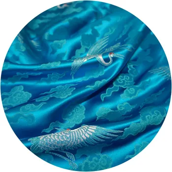 CF926 Lacul Albastru Macara Jacquard Chineză Brocart Mătăsos Pata Tesatura Decor Pânză/fete de Masa/Perna/Qipao Țesături pentru Îmbrăcăminte