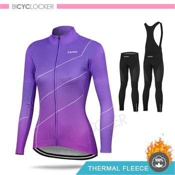Ciclism De Îmbrăcăminte Pentru Femei De Iarnă Thermal Fleece Cu Maneca Lunga Jersey Seturi Ciclu De Haine Road Bike Wear 2020 Mujer Maillot Uniformă