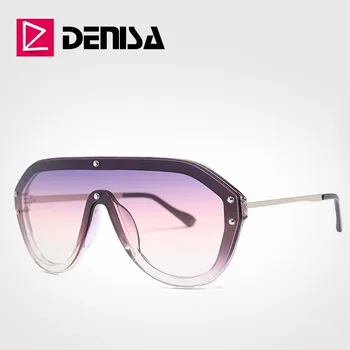 DENISA ochelari de Soare Mari Oameni 2019 Lux ochelari de Soare Fete-O singură Bucată de Lentile Gradient Supradimensionate, Ochelari Vintage UV400 Nuante G2032
