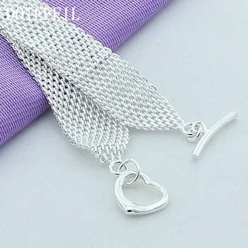 DOTEFFIL Argint 925 Watchband de Rețea Inima Brățară Pentru Femei Farmec Nunta Petrecere de Logodna, Bijuterii de Moda