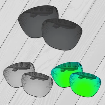 E. O. S 3 Perechi Negru & Argintiu si Verde Smarald Polarizat Lentile de Înlocuire pentru Oakley Frogskins OO9013 ochelari de Soare