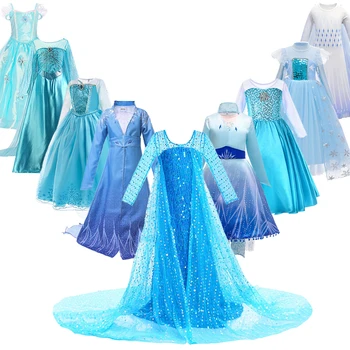 Elsa Rochie pentru Fete pentru Copii de Craciun Elza Anna Snow Queen 2 Fantezie Prințesă Costum Carnaval Copii Petrecere de Ziua de Îmbrăcăminte