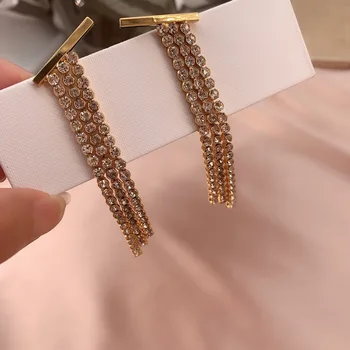 European 2020 Complet Stras Pătrat clasic Canaf din aur de 18K cercei trapez Metal antic personalizate de moda cercei