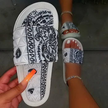 Femei Confortabil Bandană Slip-On Papuci de casă Slide Interioară în aer liber, Flip-flops Pantofi de Plaja Vara Toe Flip Flops Non-Alunecare de Încălțăminte
