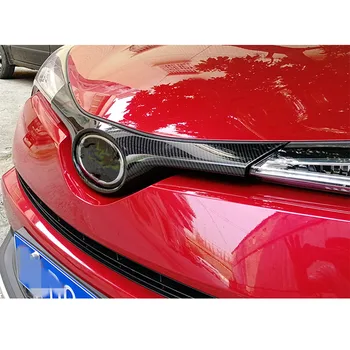 Fibra de Carbon Stil ABS Auto Capota Fata Grătar Grila Acoperi Logo-ul Trim Accesorii Pentru Toyota CHR 2016 2017 2018 Crom Styling