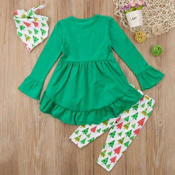 FOCUSNORM Nou Casual Copil Copii Baby Girl Haine de Crăciun Rochie cu Maneci Lungi T-shirt, Bluze Pantaloni Lungi Jambiere Set
