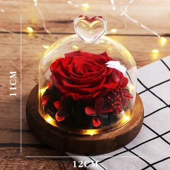 Frumoasa și ia Real floare Eternă Trandafiri cu Capac de Sticlă pentru Mama și Prietena lui de Crăciun și de Anul Nou Cadouri de Ziua de nastere