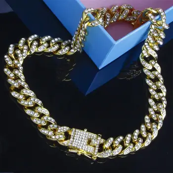 GLAMing Cristal Cubanez Indesata Stras Brățară Lanț de Aur Gros de Vară Simplu Cubanez Link-ul de Bratari pentru Femei Vrac Bijuterii