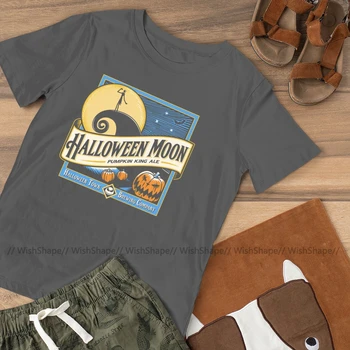 Jack Skellington T-Shirt de Halloween Luna Tricou Gri, O Femei Gât tricou Grafic de Mari dimensiuni Doamnelor Tricou