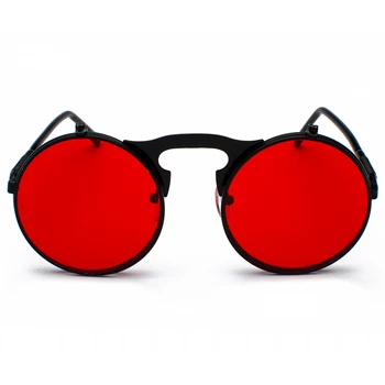 Kachawoo rotund flip-up ochelari de soare retro bărbați cadru metalic roșu galben lentile accesorii unisex ochelari de soare pentru femei 2018