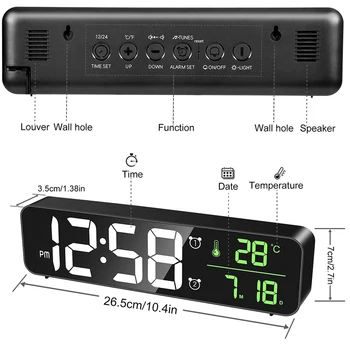 LED Oglinda Alarmă Ceas LED Digital Ceas de Amânare Temperatura de Afișare Acasă Decor Ceas USB Masă Muzica Desktop Ceas