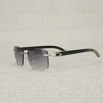 Lemn Natural ochelari de Soare Barbati Alb Negru Buffalo Cornul Ochelari Femei Accesorii Oculos Umbră fără ramă de Ochelari de vedere pentru Exterior B