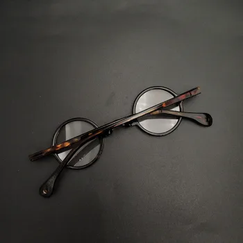 Manual de Acetat de Rame de Ochelari Mici și rotunzi Ochelari Ochelari de Întuneric Leopard Retro，cutie mica miopie optic ochelari