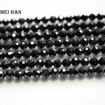 Meihan transport Gratuit (3 fire/set) naturale 4.4 mm spinel negru fatetat rotund margele vrac pentru bijuterii DIY design sau cadou