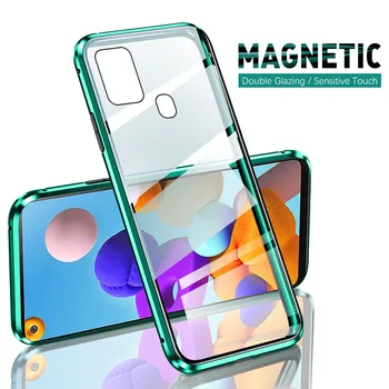 Metal Magnetic Caz Pentru Samsung Galaxy A21S A30 A50 A10 A20 A70 A50S A30S A20S A10S A21 A31 A51 A71 Sticlă Cazuri de Telefon Scut