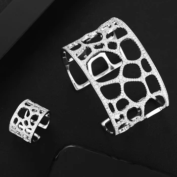 Missvikki Trendy 3PCS Set de Bijuterii CERCEI Brățară Inel Pentru Femei de Nunta Uimitoare Cubic Zircon Cristal Strălucitor Amuzant Transparent