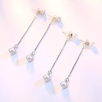 NEHZY argint 925 Bijuterii noi de Înaltă Calitate Femeie de Moda Retro Ciucure Lung Cubic Zirconia Carouri Pop Cercei