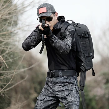 Oamenii Tactice de Vânătoare Îmbrăcăminte Python Negru de Camuflaj Haine de Vânătoare Uniforme Militar Femeile Lupta Armata Multicam Tricou + pantaloni