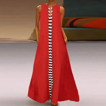 Plus Dimensiune Imprimate Rochie Maxi Vintage Femei Îmbinat Sundress ZANZEA 2021 Moda Vara rochițe scurte fără mâneci Rezervor Vestidos de sex Feminin Halat 5XL