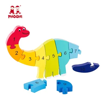 Puzzle din lemn 3D Puzzle Jucării pentru Copii de Învățământ Numărul de Animale Digital Set Puzzle Copii Cadou de Ziua PHOOHI
