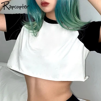 Rapcopter Mozaic Femei Topuri Largi pentru Femei de Vară de Moda Casual Camasi Moda Streetwear Bază Doamnelor Scurte T-shirt Harajuku
