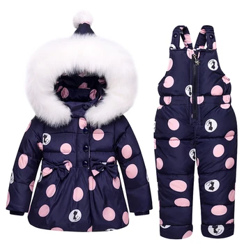 Rus Costum de Iarna pentru Copii Baby Girl Rață Jos Jacheta haina și Pantalonii 2 buc Haine groase Set Termică Haine pentru Copii de Zăpadă Purta