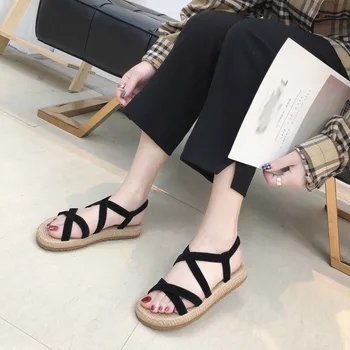 SAGACE femei sandale Doamna Vară Plat Cu Curele Încrucișate sandale Sandale de Moda Hollow Elastic Papuci femei sandale 2020 mar