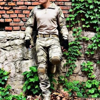 Tactice de Luptă Costume Uniforme Militare Respirabil Airsoft Tir Îmbrăcăminte Set Haine de Vânătoare Tricouri+pantaloni Cot genunchiere