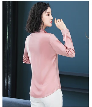 Toamna Moda coreeană de Mătase Femei, Bluze din Satin Roz Camasi Femei Plus Dimensiune XXXL Blusas Femininas Elegante Femei Topuri