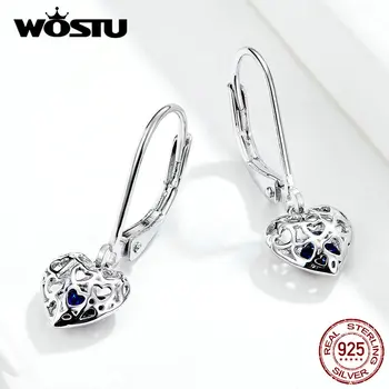 WOSTU 2020 New Sosire Argint 925 Ajurata Inima Picătură Cercei Pentru Femeile Nunta de Lux Cercei Bijuterii Cadouri DXE746
