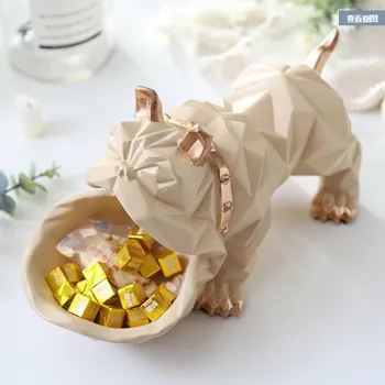 WSHYUFEI Nordic Câine Norocos Cutie de Depozitare Animale decoratiuni de masă de Cafea Bomboane vas de stocare Cheie Decor