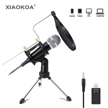 XIAOKOA înregistrare Microfon cu Condensator telefon mobil microfon de 3,5 mm Jack microfone pentru Calculator PC Karaoke microfon pentru telefon