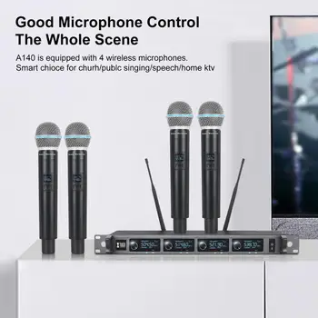 XTUGA 4 Canale UHF Wireless Sistem de Microfon 4Handheld Profesionale Frecvență Fixă fără Fir Mic Până la 300Ft pentru Karaoke,Party