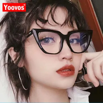 Yoovos 2021 Noi Ochi de Pisica Rama de Ochelari Retro Plat pentru Femei Ochelari de Designer de Brand Anti-albastru Oglindă Plană Oculus Feminino